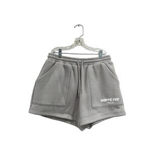 White Fox Gray Sweat Shorts Lounge Athletic Casual Drawstring Sz S